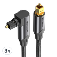벤션 90도 회전형 하이파이 오디오 광 사운드바 Toslink 각대각 SPDIF 케이블, BKDBG-1.5m, 블랙, 3개