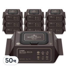 리벤스 시그니처 로얄 플러스 도톰한 엠보싱 물티슈 캡형, 75g, 70매, 50개