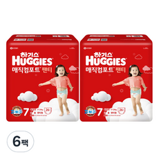 하기스 NEW 매직컴포트 팬티형 기저귀 남여공용 특점보형 17~24kg, 7단계, 156매