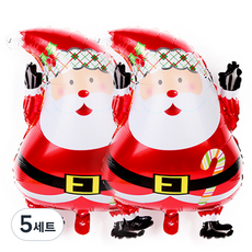크리스마스 은박풍선 주니어쉐입 2p + 손펌프 랜덤발송, 산타, 5세트