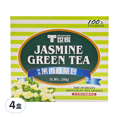 T世家 精選茉香綠茶包，100入茶包，200g, 2g, 100包, 4盒
