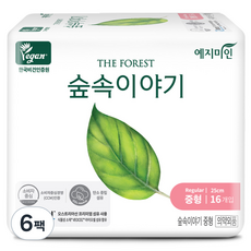예지미인 숲속이야기 비오셀 중형 생리대 날개형, 16개입, 6개