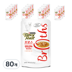 팬시피스트 브로스 고양이 간식 파우치 생선, 참치 + 멸치 + 흰살생선 + 진한 생선 육수 혼합맛, 40g, 80개
