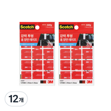 스카치 3M 강력 투명 폼 양면테이프 325CT 25 x 25mm 12p, 12개