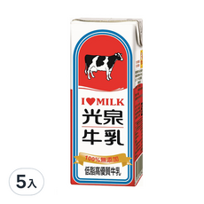 光泉 低脂鮮奶 200ml*5入, 低脂高優質乳品，100%無添加，健康好選擇