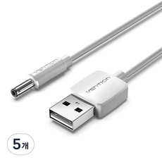 벤션 USB A-DC 3.5mm 충전케이블 CEX, 1m, 화이트, 5개