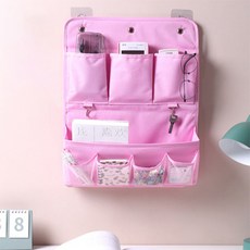 이것저것 보관하는 탄탄한 벽걸이 행잉 패브릭 수납가방 2단 핑크, 1개