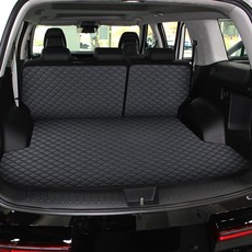 지엠지모터스 자동차 퀼팅가죽 4D 트렁크 매트, 현대 디올뉴싼타페 MX5 24년형~, 올블랙