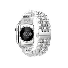 4YOU 애플워치 3/4/5/6/7/SE 럭셔리 메탈 밴드 (42/44/45mm 호환가능), 실버