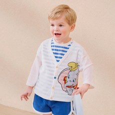mollimelli 兒童款迪士尼小飛象夏日涼爽開襟衫, 哦白