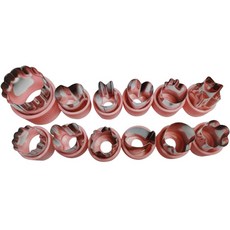 GBL 蔬菜水果餅乾用造型壓花模具 12種組合, 造型壓模 12入, 適用於食品接觸, 可重複性使用, 粉紅色, 1組