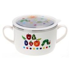 ERiC CARLE 艾瑞卡爾 雙層不鏽鋼雙耳泡麵碗 附密封蓋, 嬰兒餐具 兒童餐具 廚房用品 白色 650ml, 1組