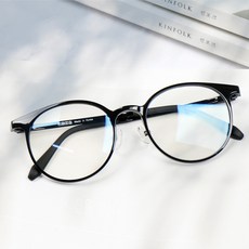 멜라크메 가벼운 라운드 울템 안경 뿔테 원형 102 + 블루라이트 차단 렌즈