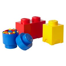 LEGO 樂高綜合收納盒，三件組，PP材質，不含BPA, 紅色25 x 12.5 x 18cm + 黃色12.5 x 12.5 x 18cm + 藍色12.3 x 18cm, 紅色 + 黃色 + 藍色, 1組