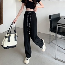 여성용 블랙101 위트모어 캐쥬얼 밴딩 롱 와이드 팬츠 B234WF00127