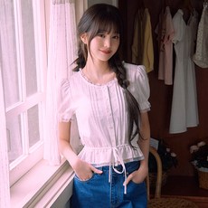 로라로라 FRILL SHIRRING BLOUSE