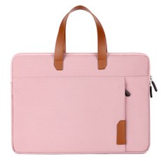 씨밀레 내부 얇은기모 방수 가죽 노트북 파우치 가방, 핑크