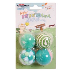 CattyMan 猫咪 彩球 玩具, Set 4個, 淘氣綠團團, 1組