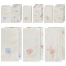 베이비앤아이 유아용 무형광 순면 손수건 패턴 3종 x 6p + 포인트 3종 x 4p 세트