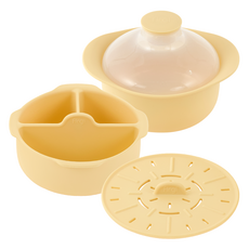 Firgi 嬰幼兒雙層保濕蒸鍋組 奶油黃, 1組, 黃油黃, 蒸籠+蒸籠+隔板