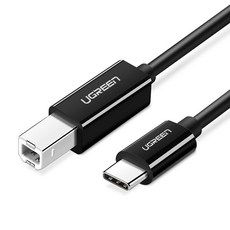 유그린 C타입 to USB 2.0 B CM BM 케이블 블랙, 2m, 1개