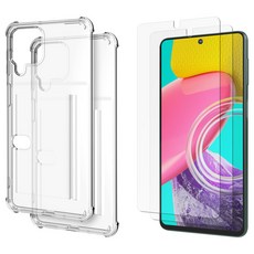 모란카노 슬라이드 투명 카드수납 휴대폰 케이스 2p + 플래쉬 액정 강화유리 2p 세트, 1세트