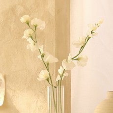 센트바스켓 프릴 스위트피 조화 실크플라워, 화이트, 1개 화이트, 1개