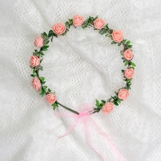 lilydress 玫瑰薄紗花冠 LFC24, 蜜桃色