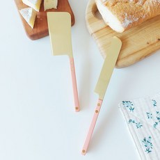 보겐 쌍띠에 치즈커터 + 브레드나이프 세트, 1세트, 골드(헤드), 피치(핸들)