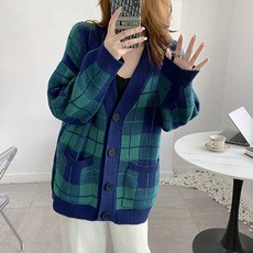 체크가디건