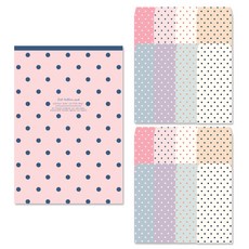 톡톡팬시 러블리 도트 패트 편지지 + 세로 봉투 세트 8종 x 2p, 핑크블루, 1세트
