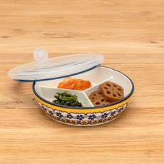 MAISON OBJET Praca波蘭風圓形3格分裝盒, 藍色黑, 1個