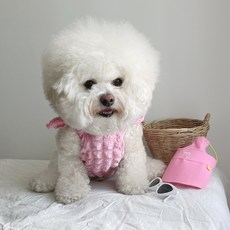 바이담수미 강아지 썸머 버블 와플끈 나시, 핑크