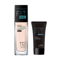 메이블린 핏미 파운데이션 30ml + 핏미 매트 프라이머 5ml 세트, 112 내추럴 아이보리, 1세트