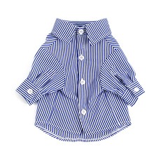  마켓에이 강아지 스트라이프 단정 셔츠, 블루 