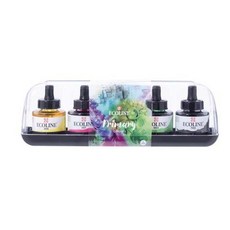 ECOLINE Royal Talens Ink 5 色 PRIMARY 套組, 205 檸檬黃、337 洋紅色、578 天藍色（青色）、600 綠色、700 黑色, 30毫升