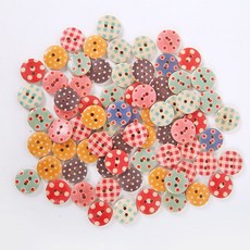 니뜨 프린트 나무 단추 15mm 100p 세트, 혼합색상, 1세트 혼합색상, 1세트