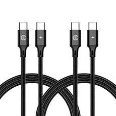 디씨네트워크 페브릭 C to C PD 고속 충전케이블 60W 2p, 3m, BLACK, 2개