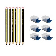 스테들러 점보 삼각연필 153 연필 6p + 전용 연필깎이 51260 6p, 혼합색상, 1세트