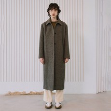 데카브 여성용 투톤 스탠카라 롱 코트 K224PSG708