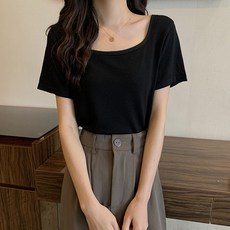 레몬소울 여성용 쏘 스퀘어 반팔 티셔츠