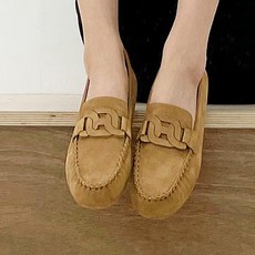 코나블루 여성용 체인디자인 장식 스웨이드 로퍼 1cm DT3150