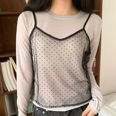 Chic Black Rugu So透視圓點V領帶子背心 cpvt1355k54