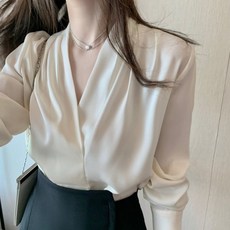아이엠몽 여성용 라파르 브이넥 프렌치 블라우스