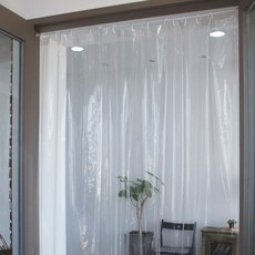 Maison Textile 0.2T 孔眼型防風寒冷天氣聚氨酯乙烯基窗簾 C 環透明, 1個
