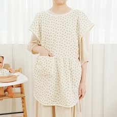 EmonG 媽媽圍兜圍裙 花朵 米色, 1個