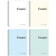 misoro Campus 字樣 A4筆記本 4本, 白色 + 淺黃色 + 藍色 + 薄荷綠色, 1組