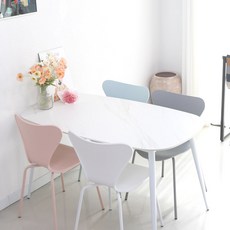 참갤러리 1200 4인용 세라믹 식탁세트 타원 테이블 + 루나 의자 4p 방문설치, 무광마블