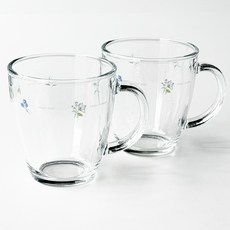바칠레 유로피안 카모마일 글라스 머그컵 360ml, 투명, 2개