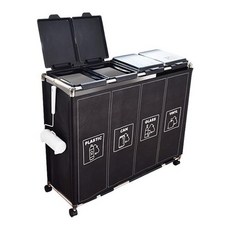 HOMESWELL 掀蓋式黑色分類回收箱 Set 4, 可回收四種類型垃圾, 黑色, 80 x 29 x 93.5cm